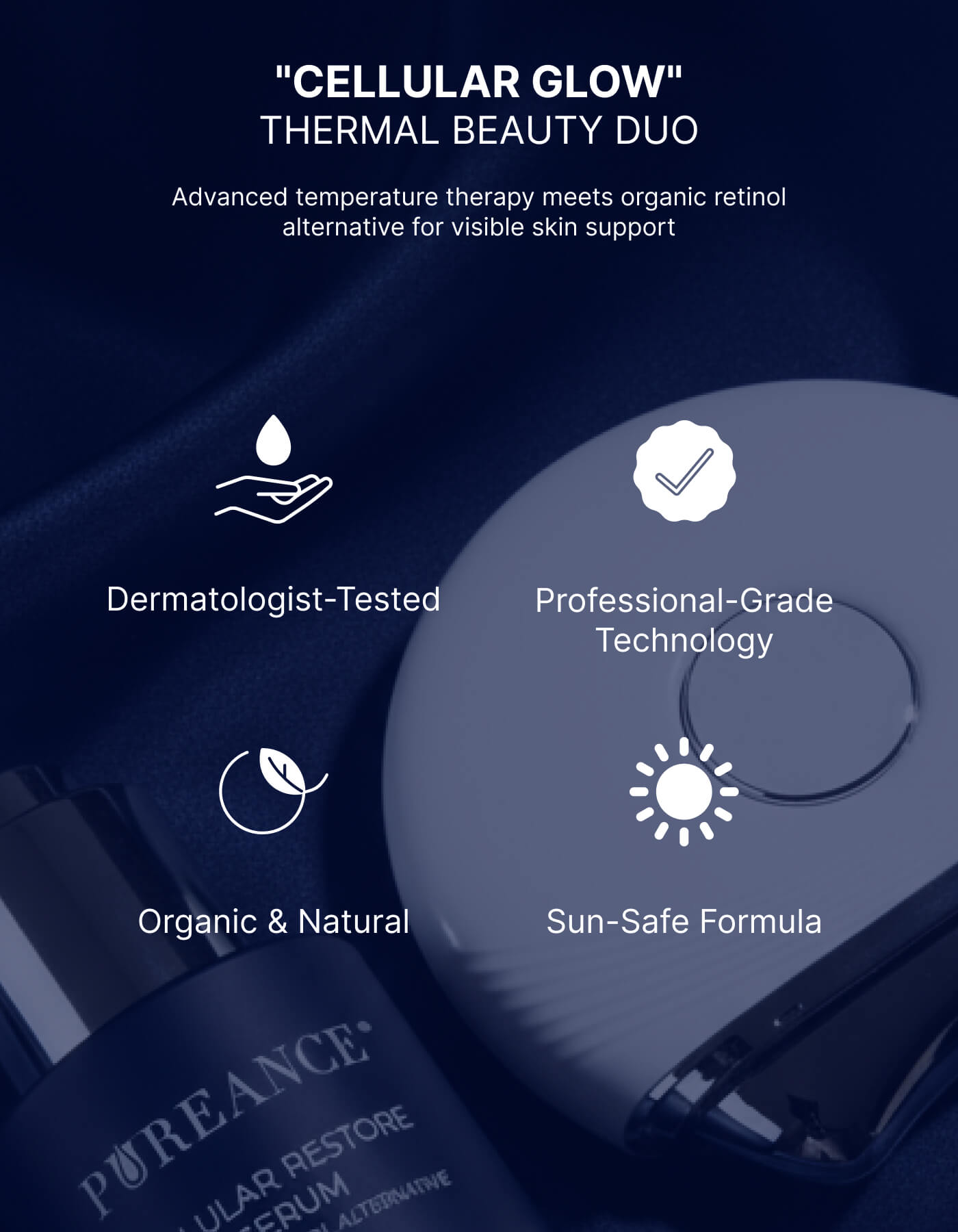 Pureance Cellular Glow Thermal Beauty Duo with serum and device features