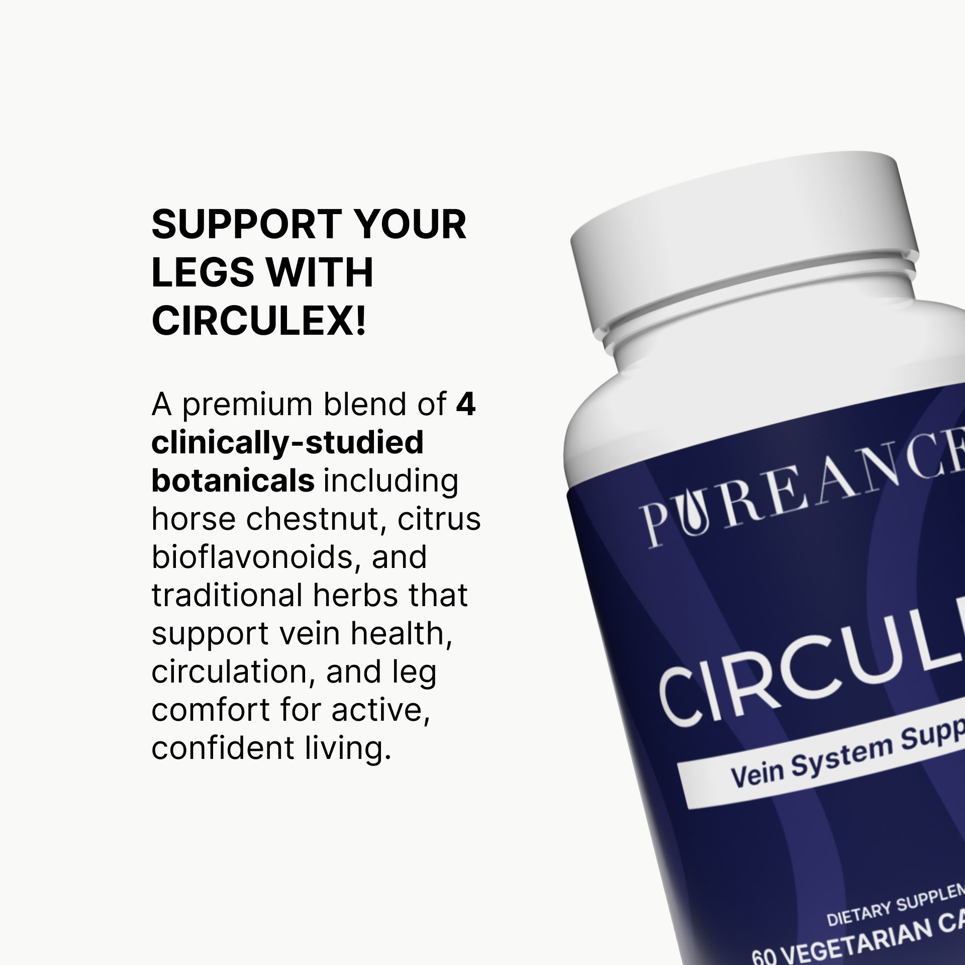 Circulex bottle with text about a blend of botanicals