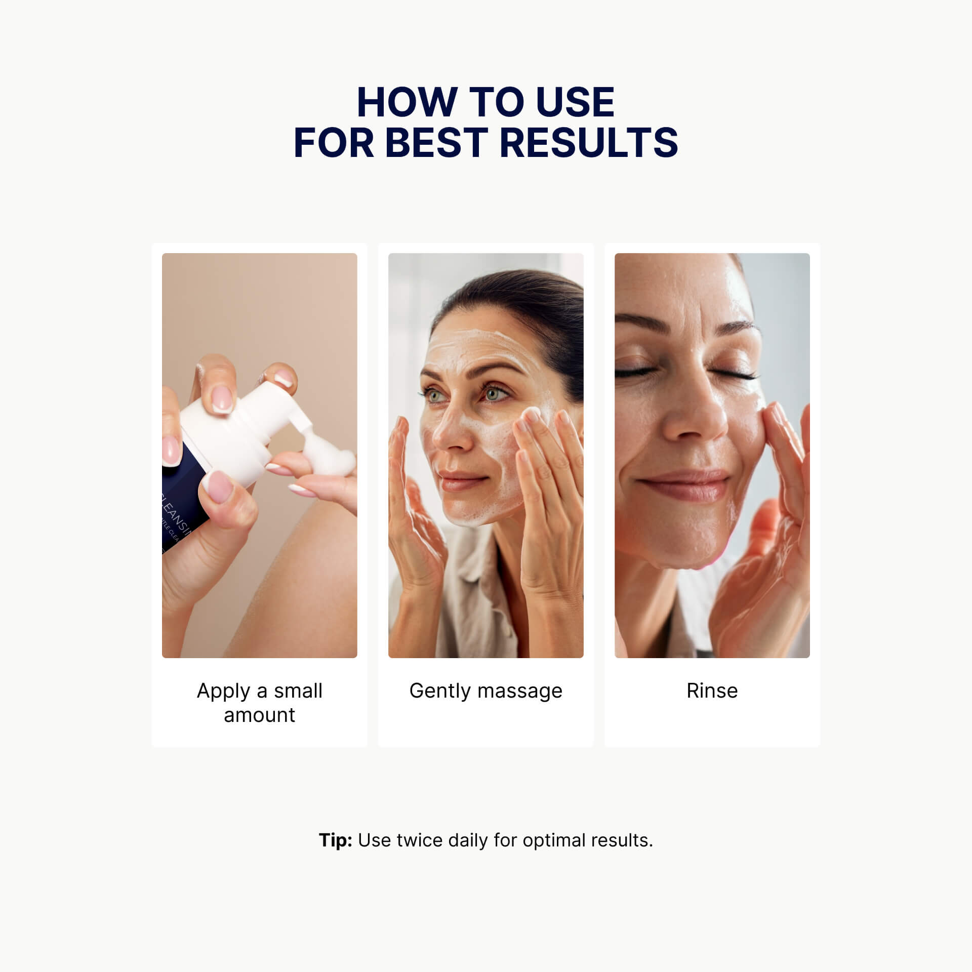 How to use: Apply, massage gently, and rinse for smooth skin