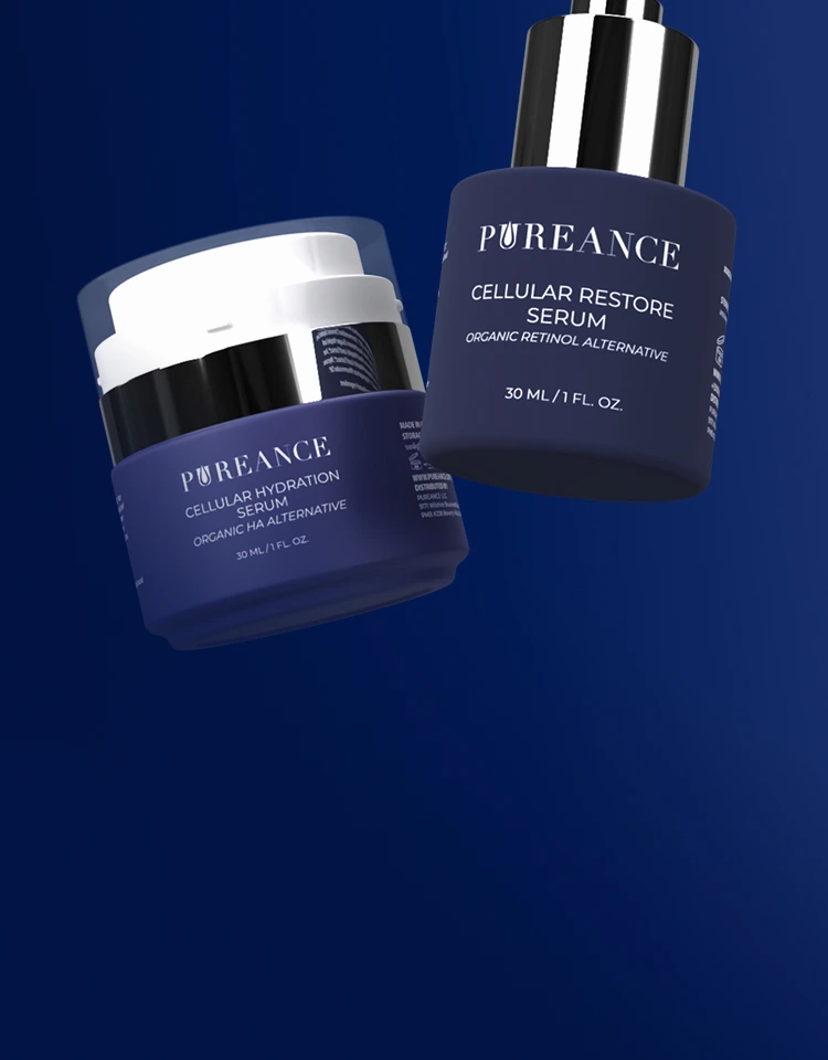 Promo banner for Pureance skincare subscription with two products