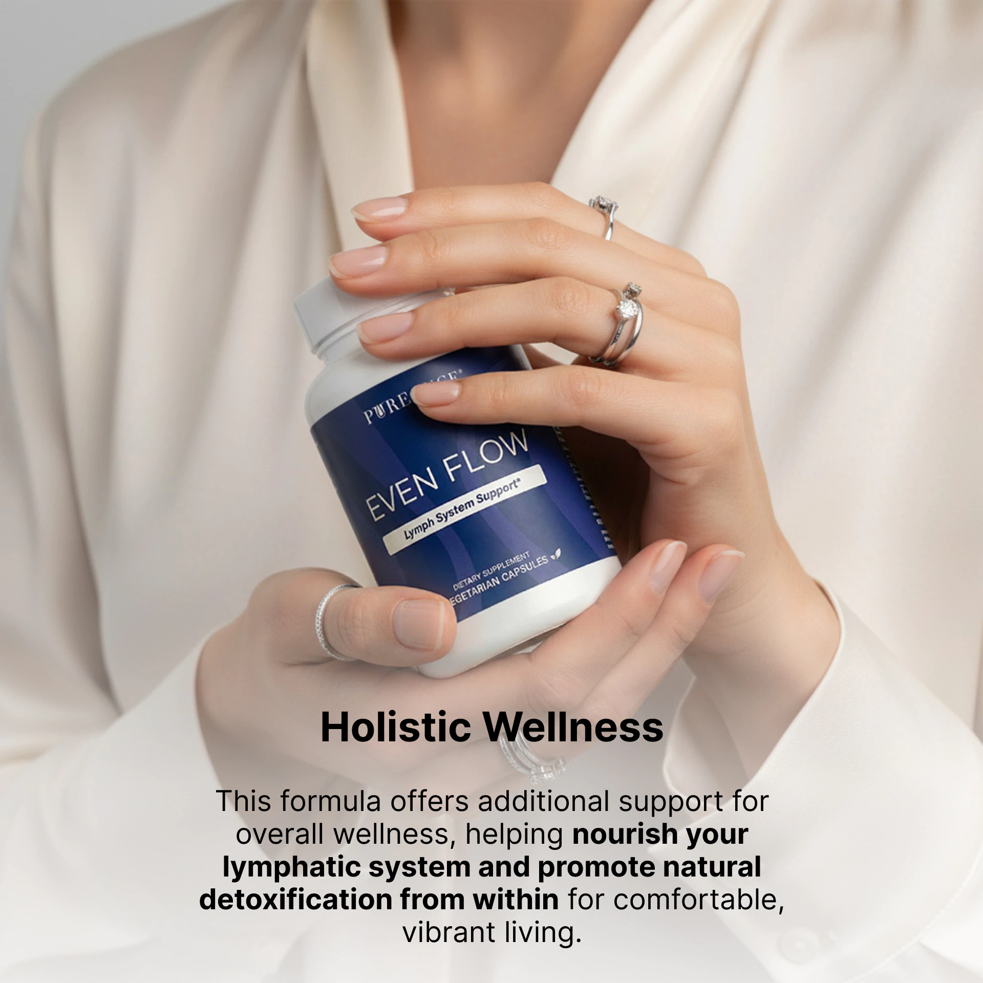 Close-up of Even Flow bottle held in hands