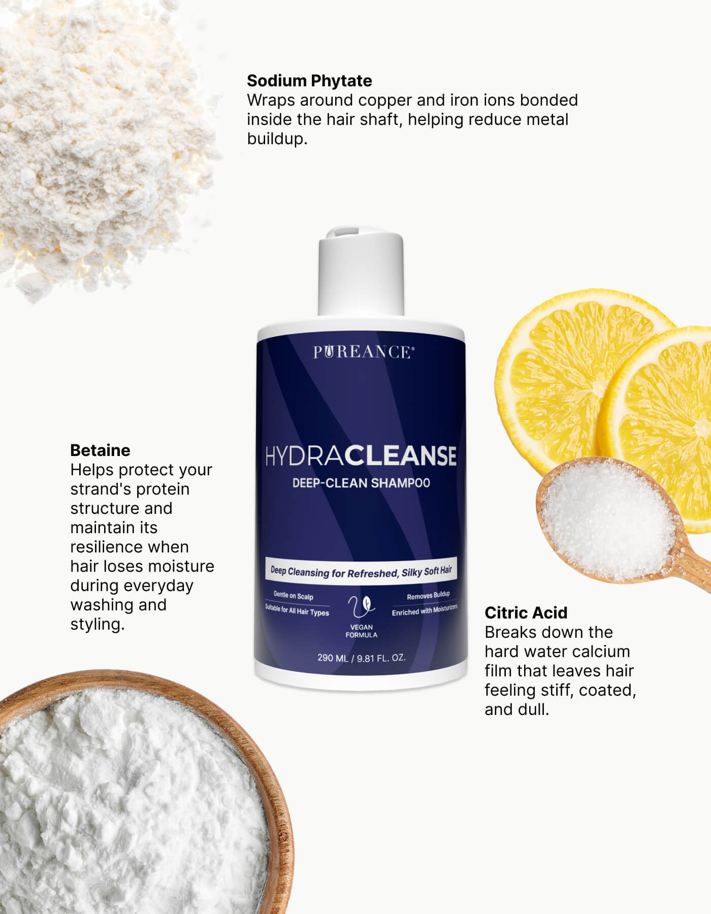 Key ingredients in HydraCleanse detox shampoo