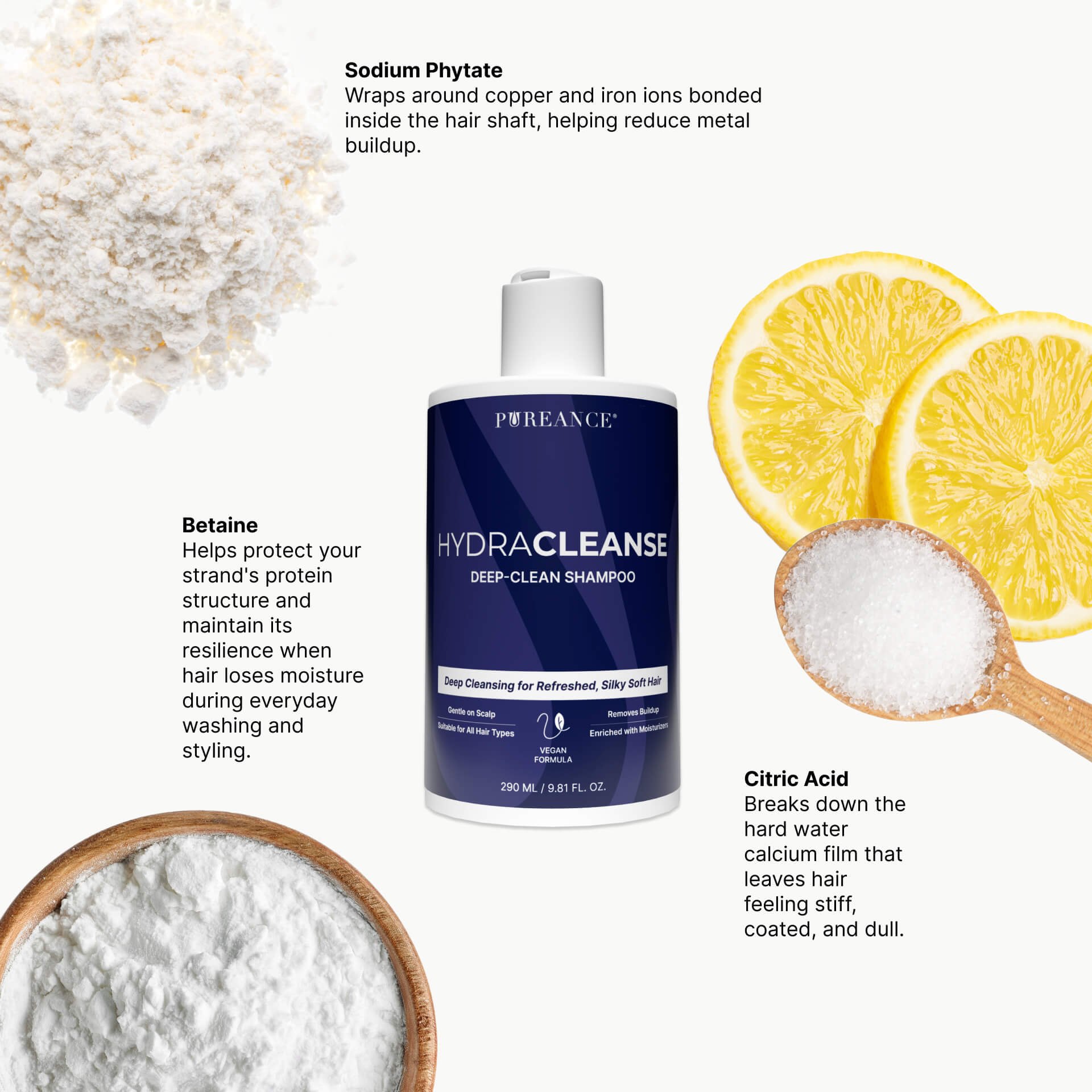 Key ingredients in HydraCleanse detox shampoo