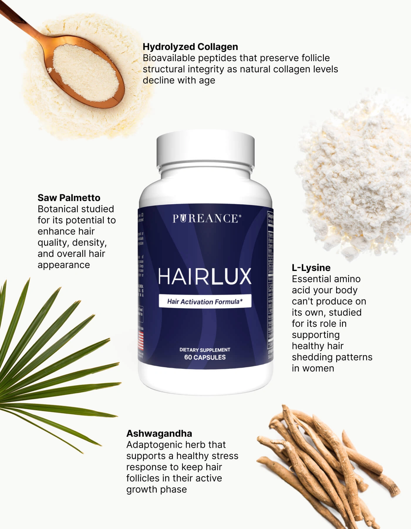 Key ingredients in HairLux hair growth supplement