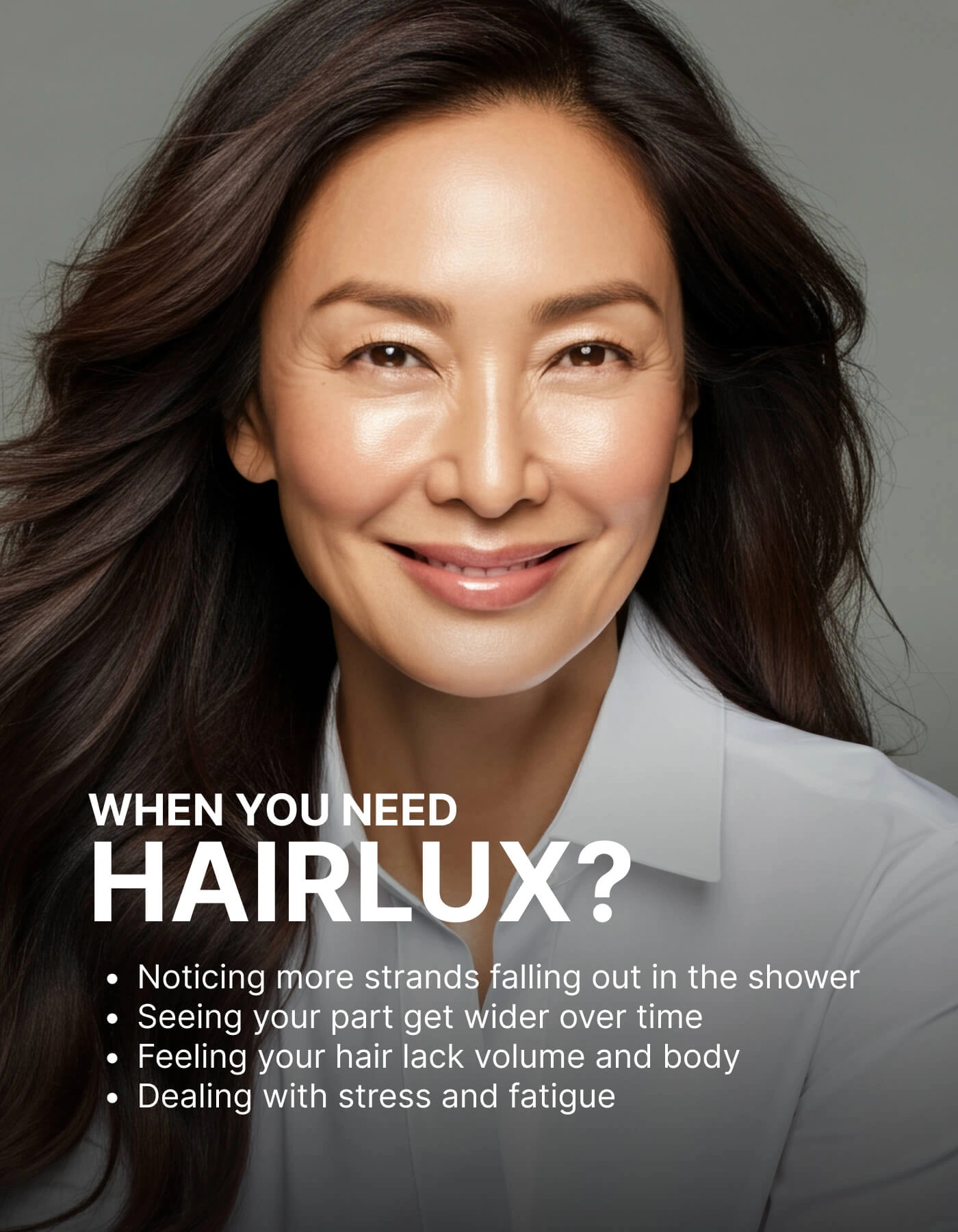 Woman with full shiny hair