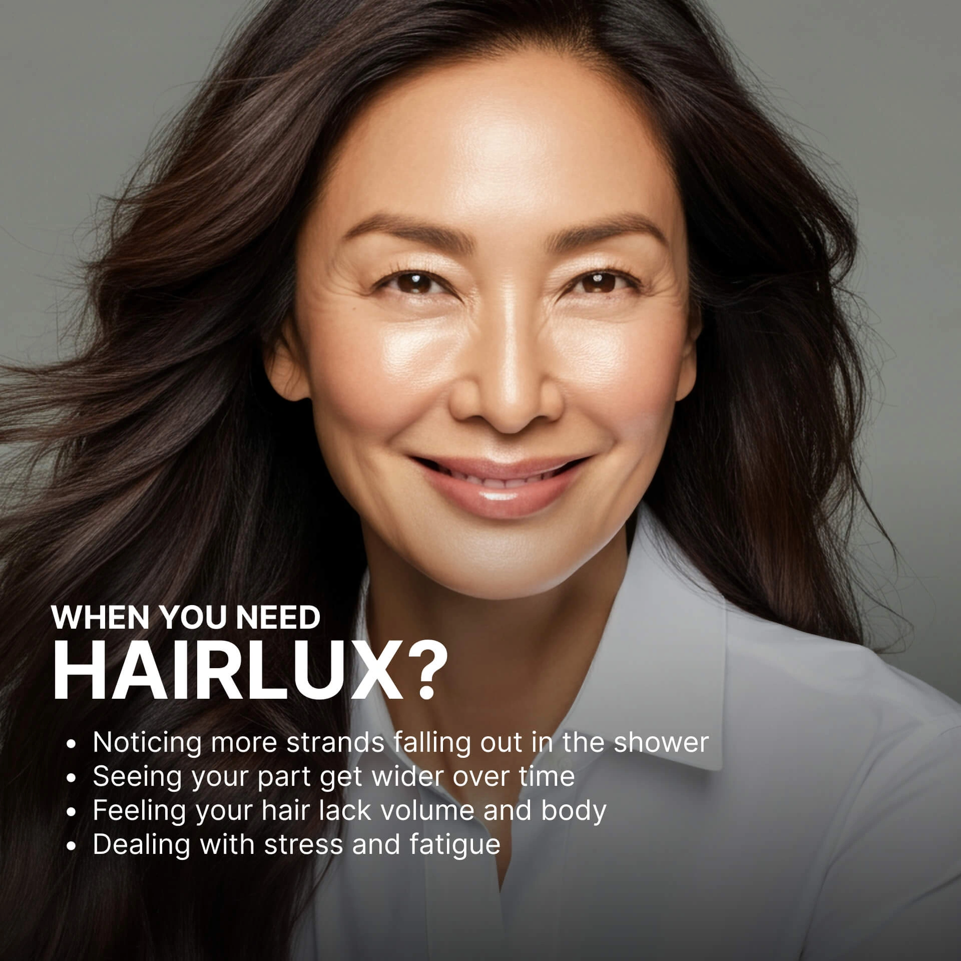 Woman with full shiny hair