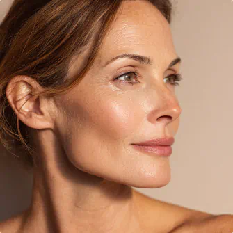 Close-up of a confident woman, looking to the side