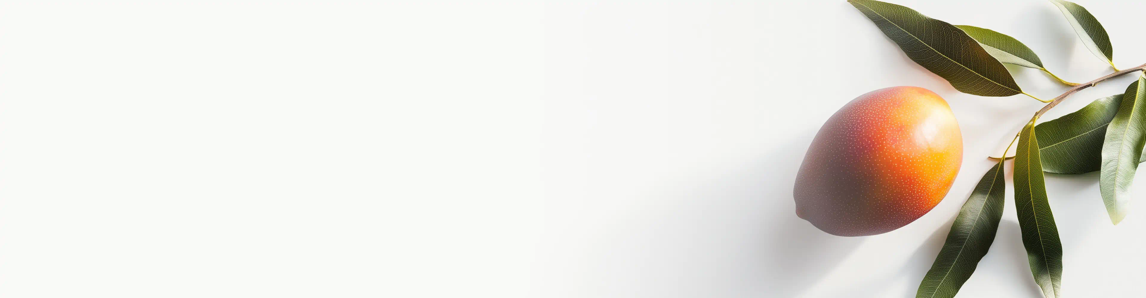 Ripe mango with green leaves, illustrating its role in hydrating skincare as mango seed butter