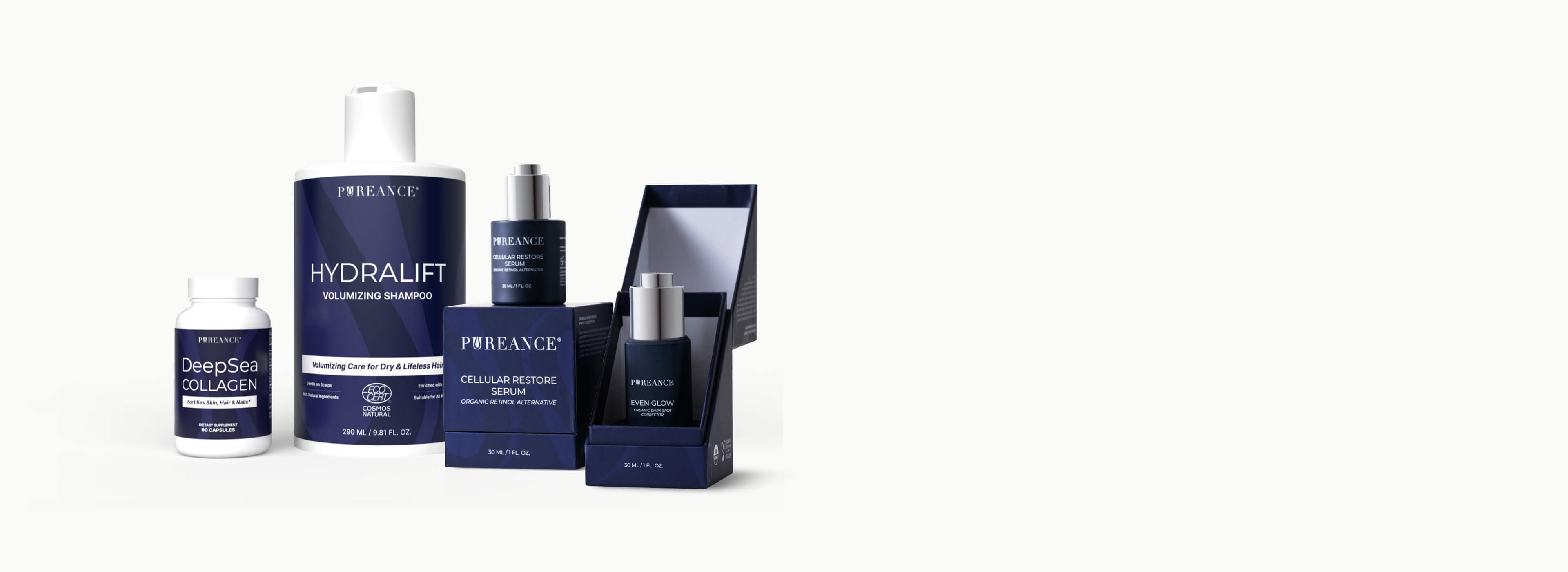 Pureance products displayed with a 10% subscribe and save offer